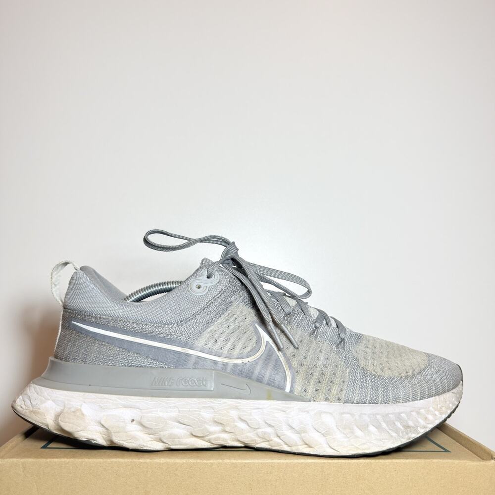 Nike React Infinity Run Flyknit 2 Gray Mens Size 13 Cushion Running Shoes Used